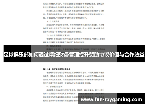 足球俱乐部如何通过精细财务管理提升赞助协议价值与合作效益