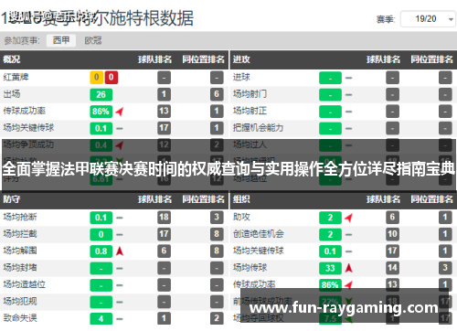 全面掌握法甲联赛决赛时间的权威查询与实用操作全方位详尽指南宝典